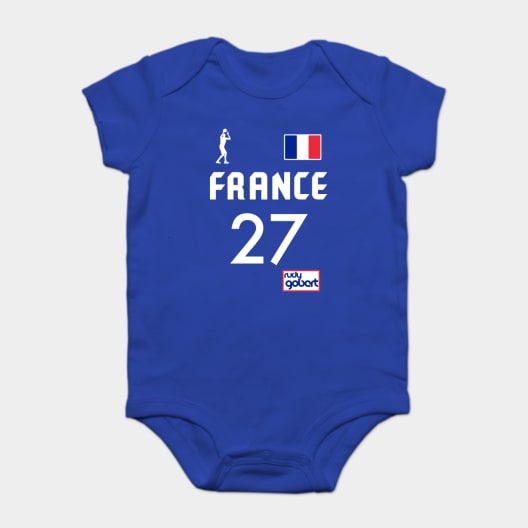 Rudy Gobert ))(( 2021 France Basketball Team Jersey Baby Bodysuit by darklordpug